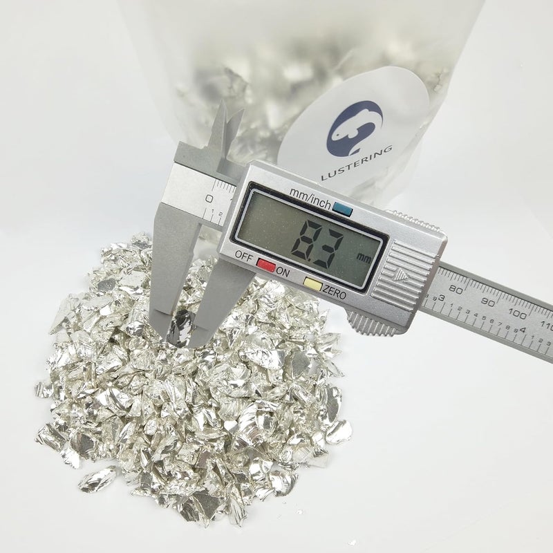 LUSTERING High Luster Crushed Glass Glitter, 6-9mm Fire Glass, Broken Glass, Glass Chips for Fire Pit Crafts DIY Epoxy Resin Art, Geode Painting, Vase Filler, Aquarium Garden Decoration,330g (Silver) - Image 2
